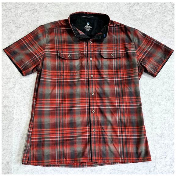 Kuhl Other - Kuhl Plaid Button Up Short Sleeve Shirt, Born In th Mountains, Red Grey Sz M New